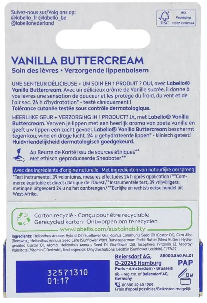 Labello Vanilla Buttercream Lippenbalsem 4.8g