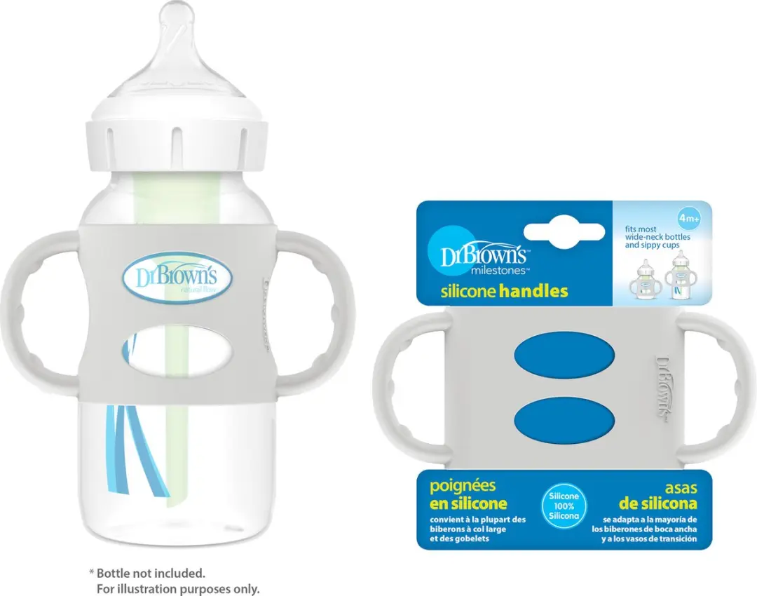 Dr. Brown's Siliconen Handvat Grijs - Brede Halsfles 270ml
