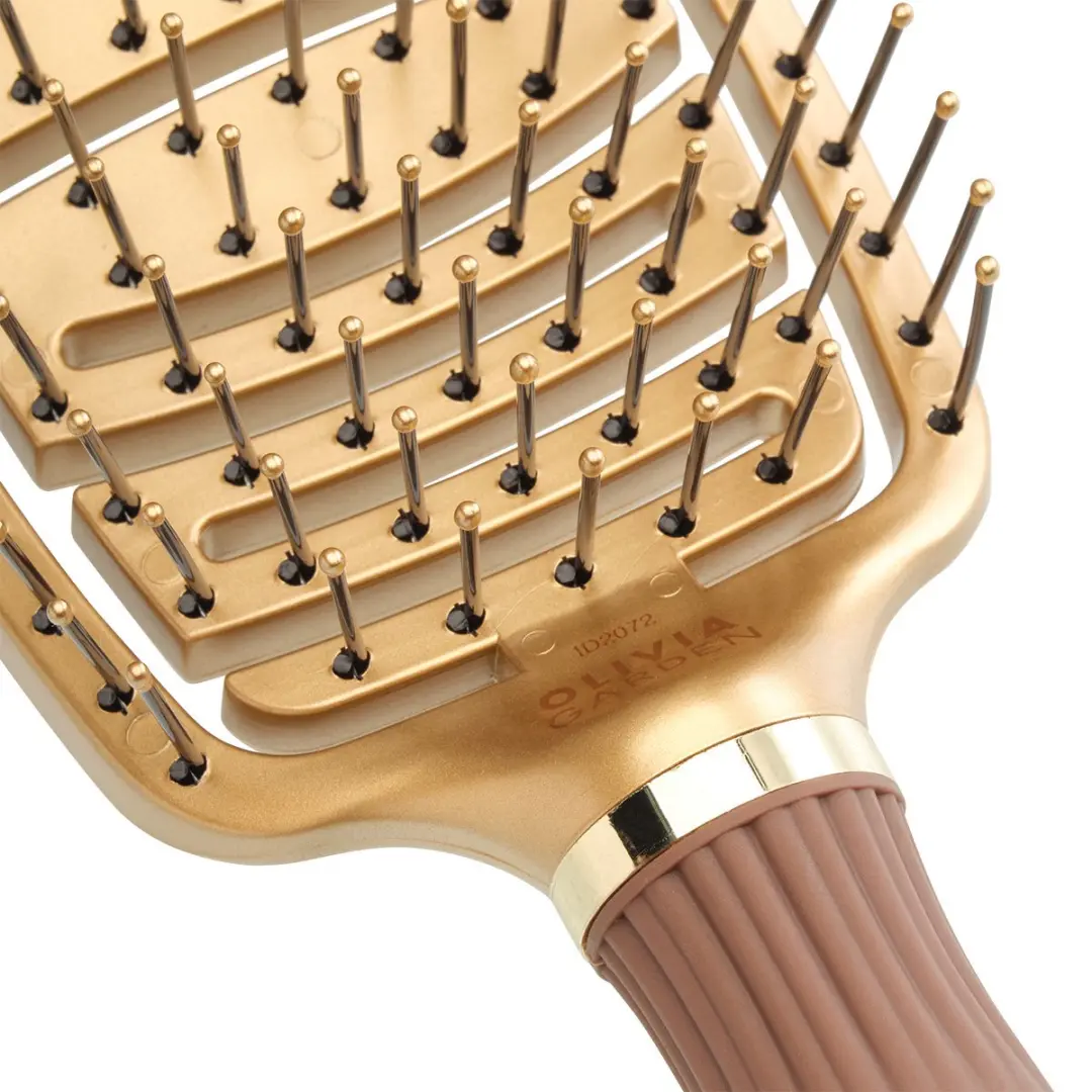 Olivia Garden Expert Care Nylon Haarborstel - Gold & Brown