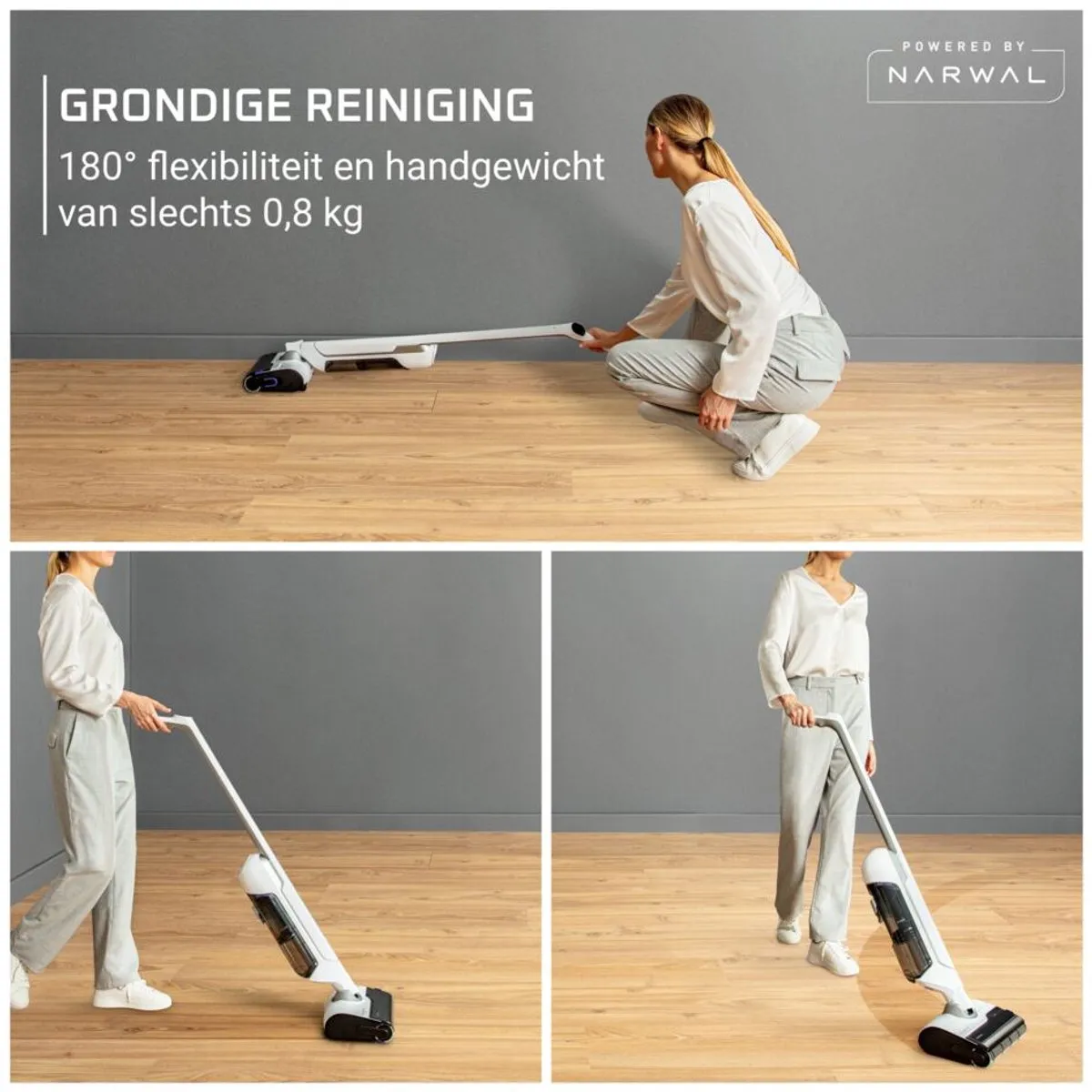 Rowenta X-Clean 10 GZ7540 2-in-1 Vloerreiniger - 60 min - Zilver/Wit