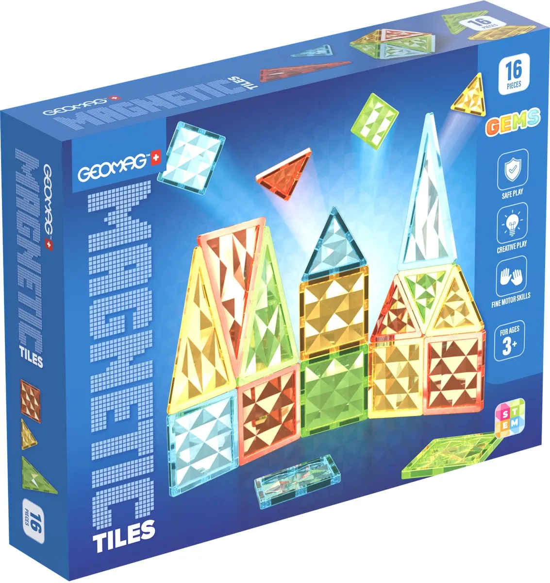Geomag Magnetic Tiles Gems 16 - Multicolor