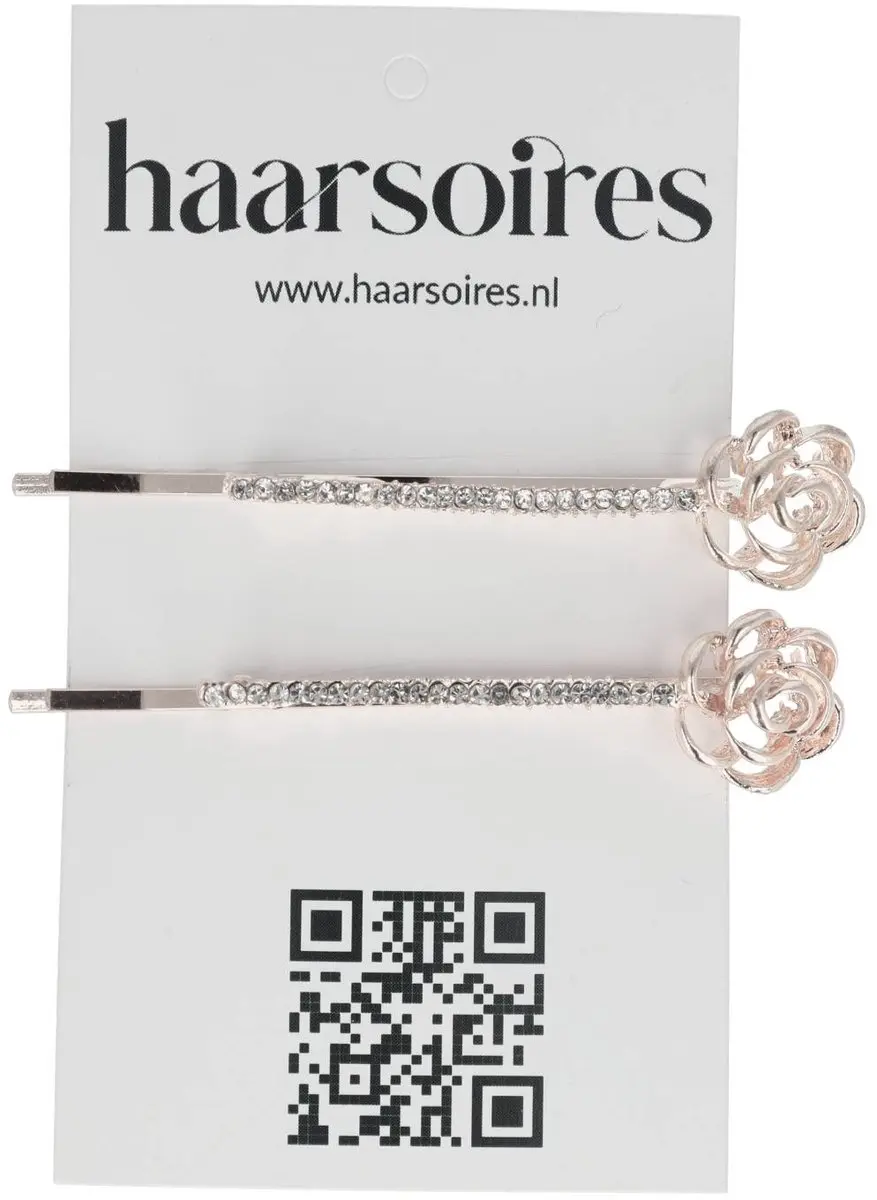Haarsoires Schuifspeldjes 6cm - Zilver Strass - 2 Stuks
