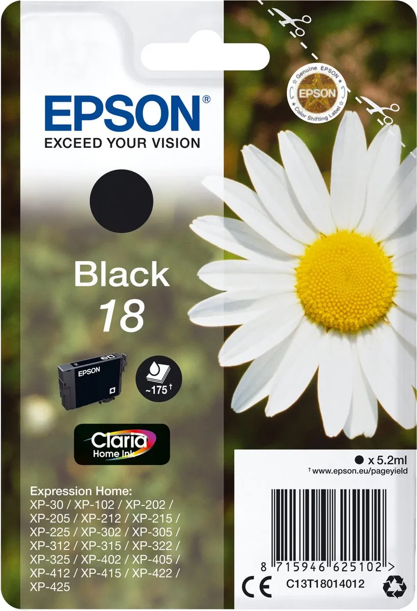 Epson 18 C13T18014010 Inktcartridge - Zwart