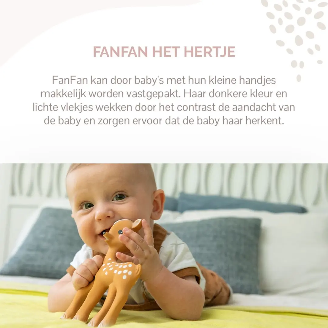 Sophie de Giraf Fanfan Bijtspeeltje - Natuurlijk rubber - 15,5x9x5cm - Bruin
