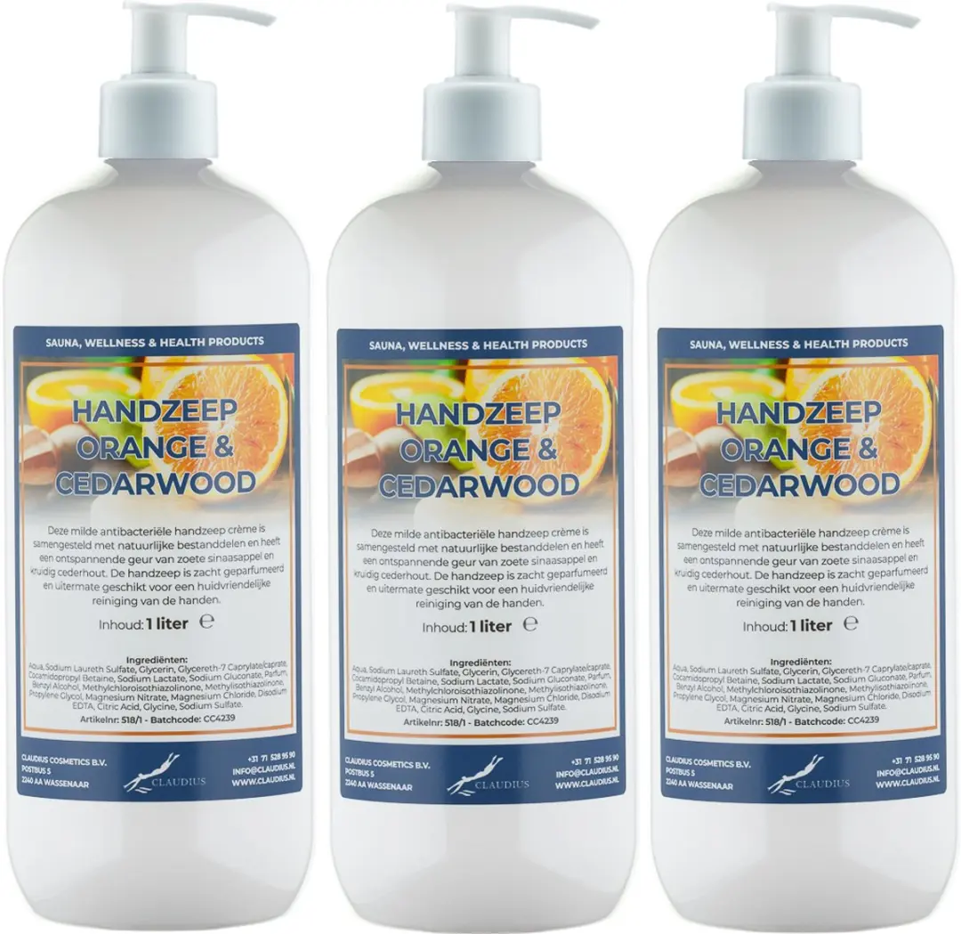 Splashbox Cosmetics Handzeep Sweet Orange & Cedarwood 1L - 3 Stuks