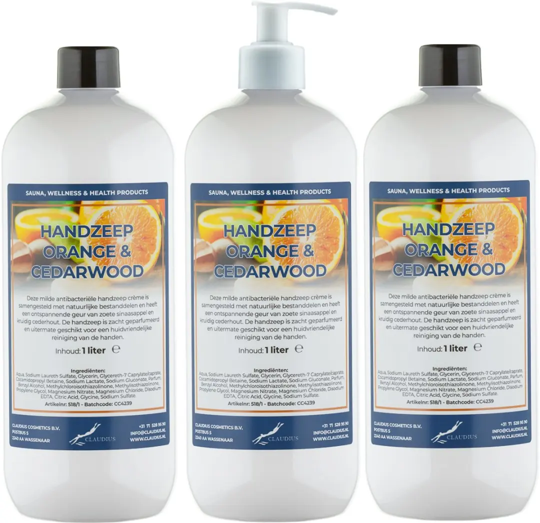 Splashbox Cosmetics Handzeep Sweet Orange & Cedarwood 1L - 3 Stuks