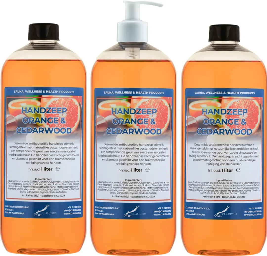 Splashbox Cosmetics Handzeep Sweet Orange & Cedarwood 1L - 3 Stuks