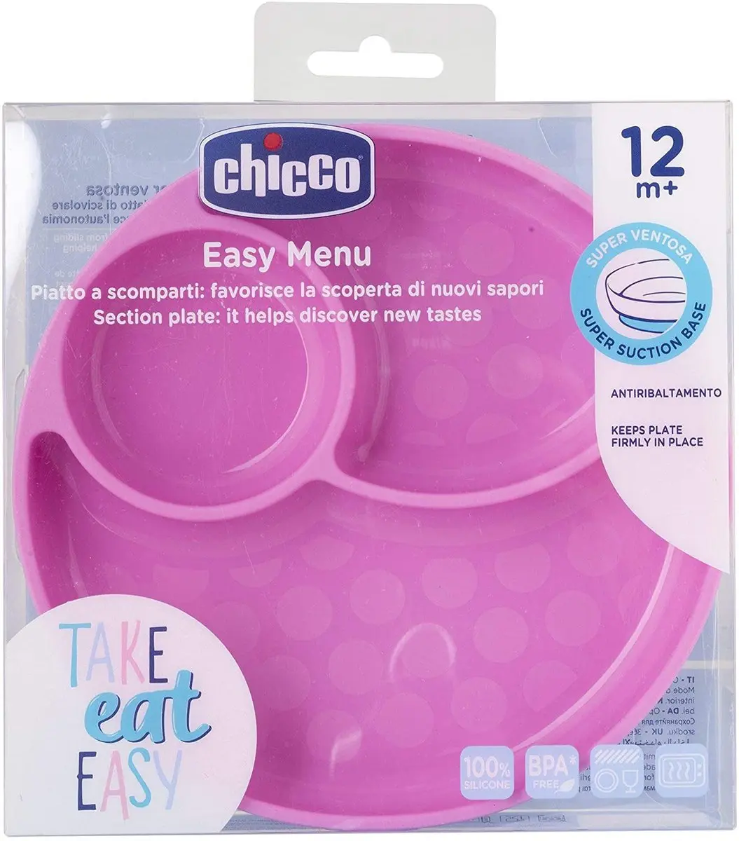 Chicco Siliconen Bordje met Zuignap Roze - 12M+