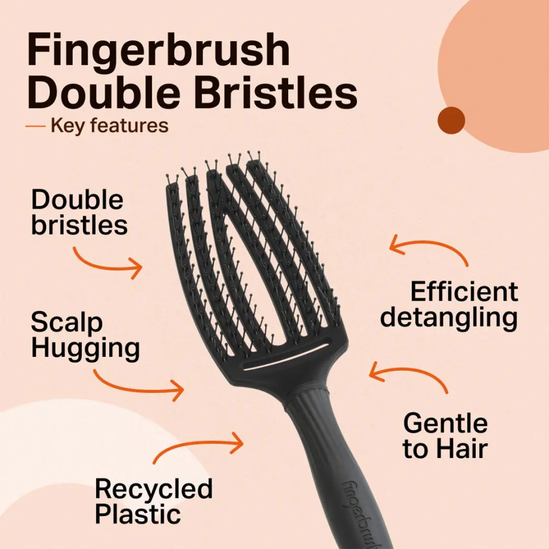 Olivia Garden FingerBrush Care Ionic Double - Zwart