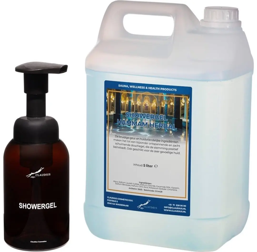Splashbox Cosmetics Zeepdispenser 300ml + 5L Hammam Herbal Navulling