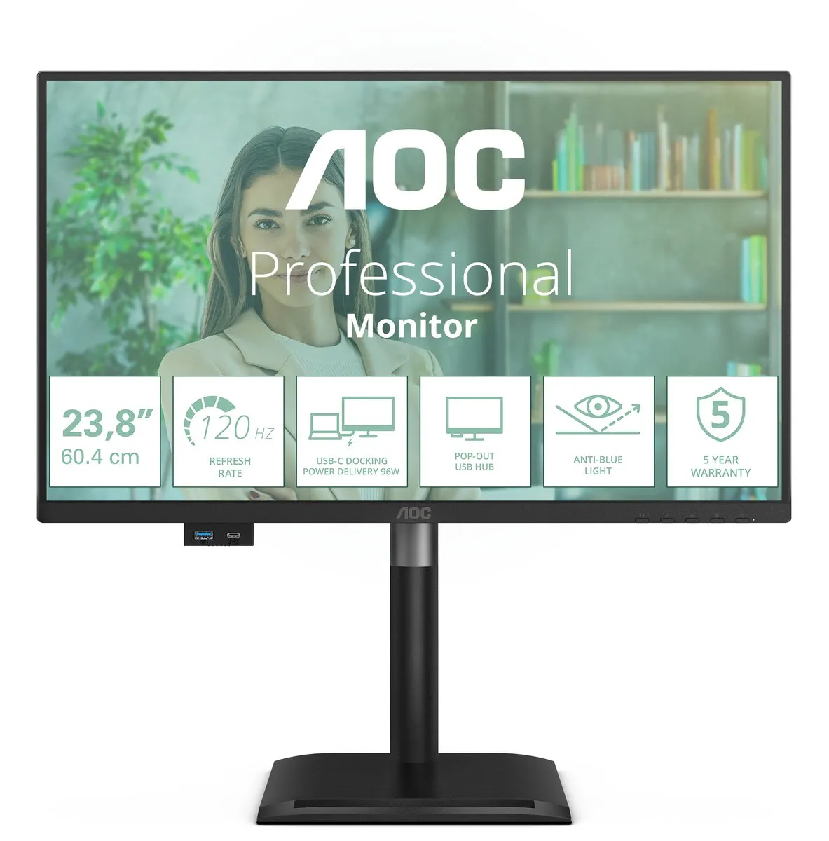AOC 24P4CV Monitor 23.8" Full HD - Zwart