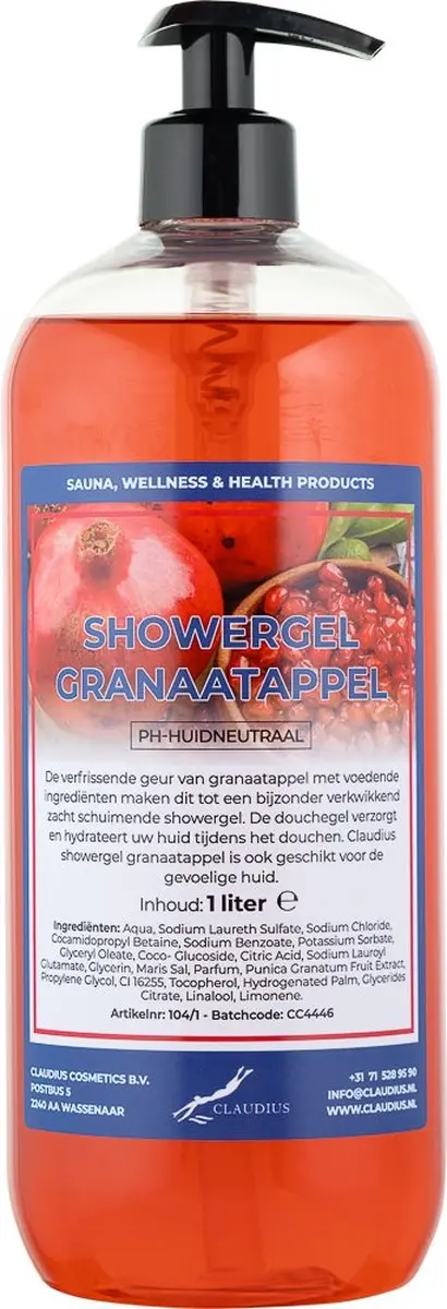Splashbox Cosmetics Claudius Douchegel Granaatappel 1L