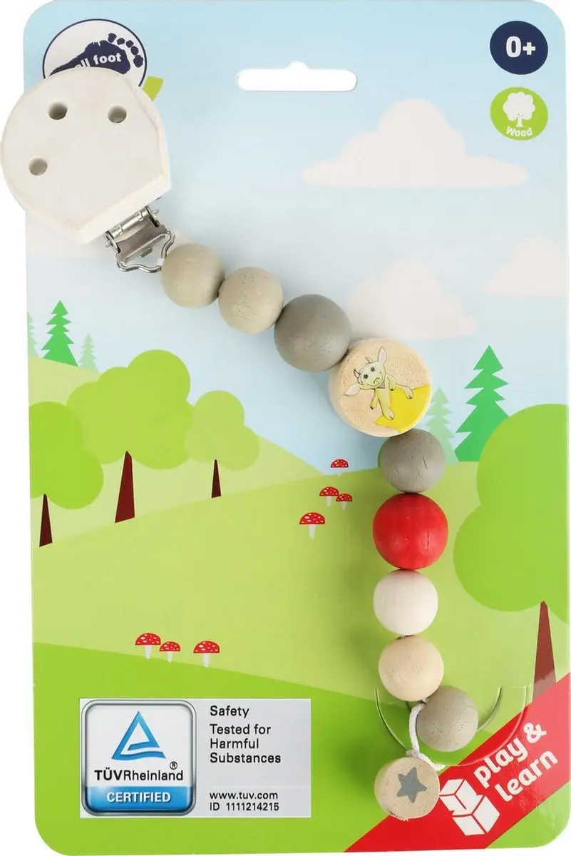 Small Foot Baby Houten Speen Ketting Ludwig het Geitje - Grijs