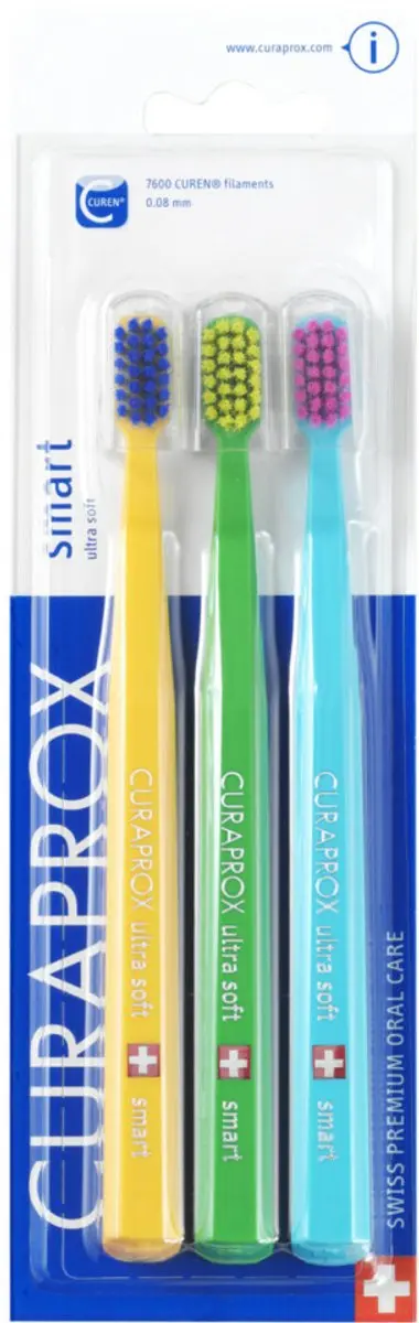 Curaprox Smart Ultra Soft Tandenborstel - 6 Stuks (2x3) - Roze/Paars/Geel