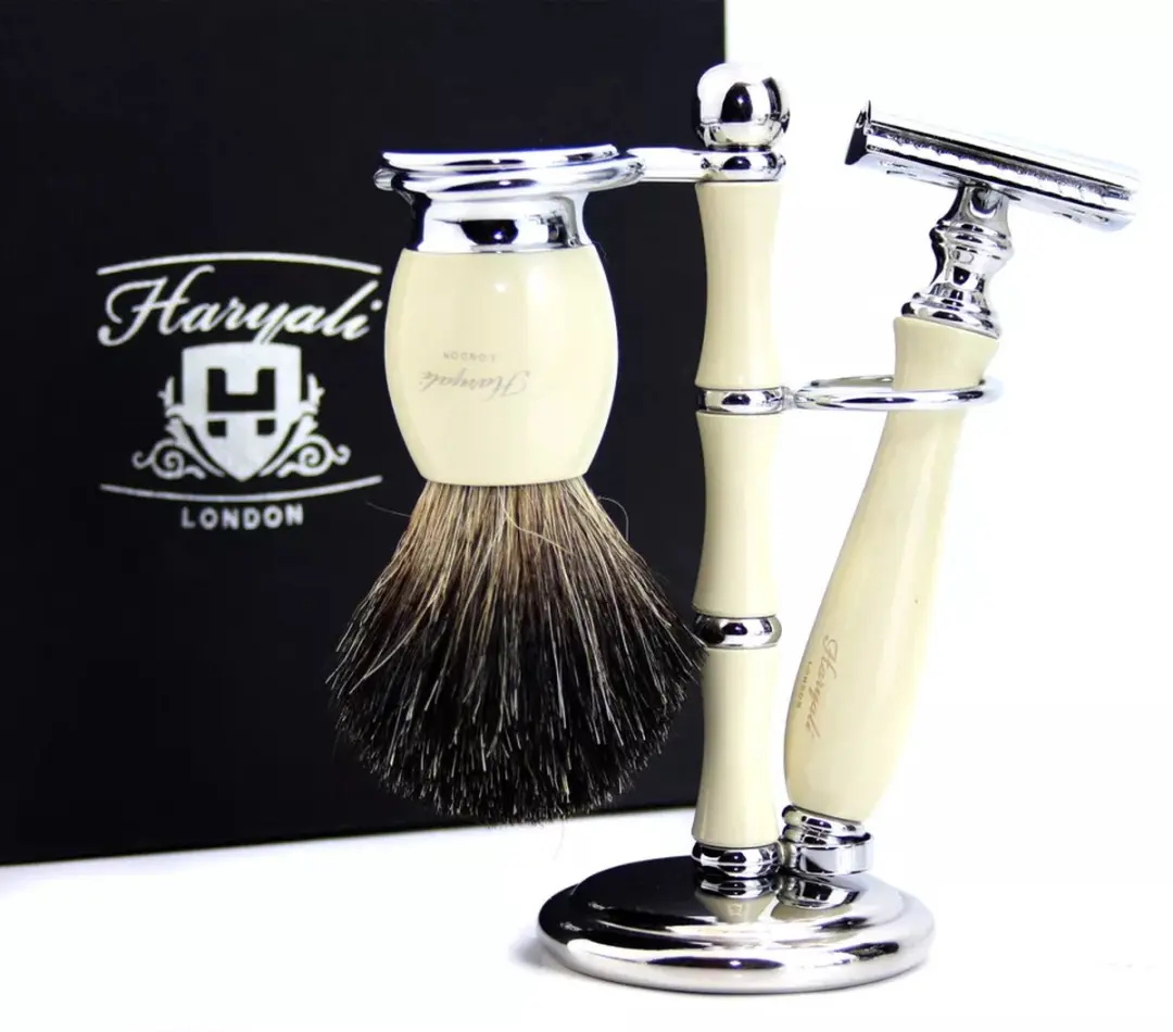 Haryali London Scheerset Off White - DE Safety Razor 4-delig