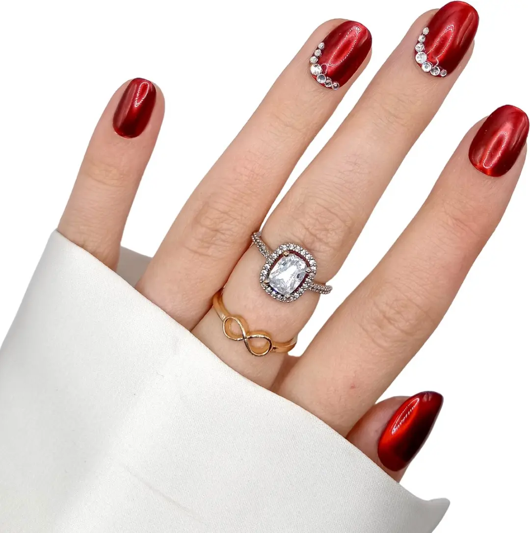 SD Press on Nails No. 130 Mrs. Claus Nagelset - 20 Stuks Rood