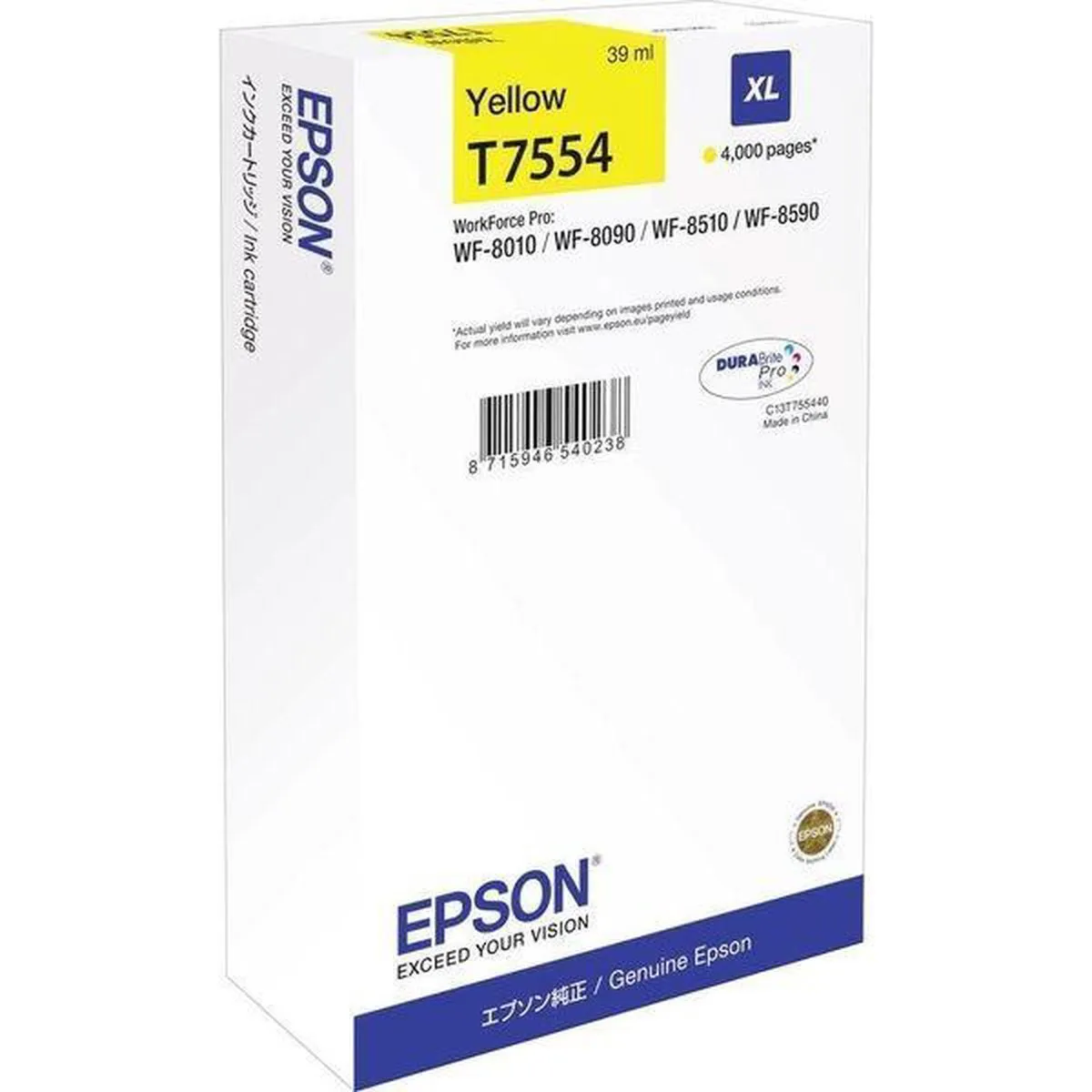 Epson T7554 Geel Inktcartridge XL - 39ml
