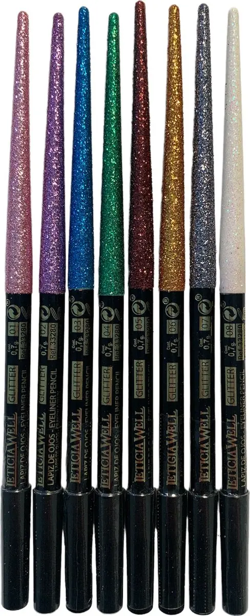 LETICIA WELL Oogschaduw Potloden Set - 8 Stuks - Roze/Lila/Blauw/Groen/Rood/Goud/Zilver/Wit