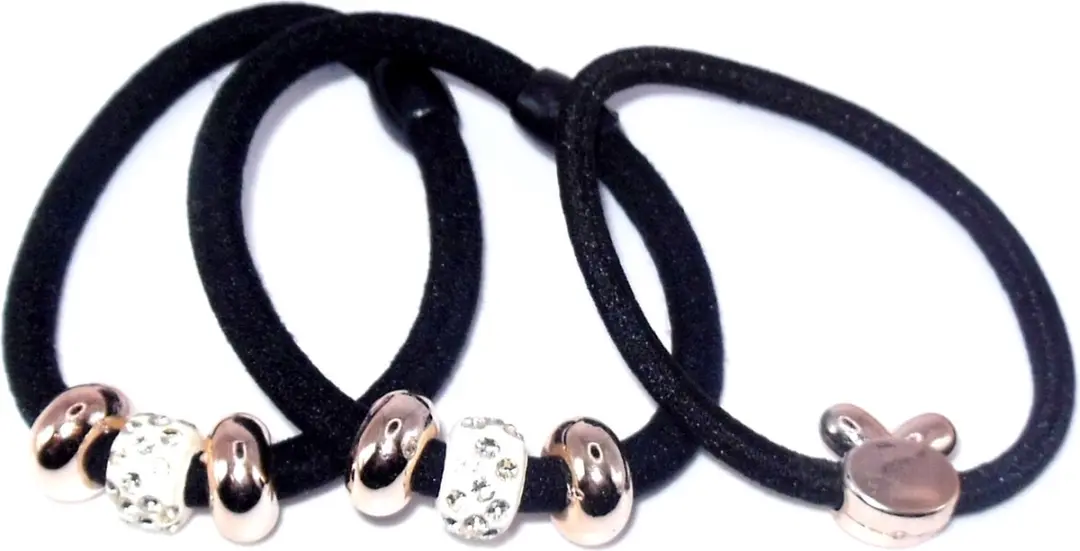 Hairmode Elastiek 2x Zwart/Goud/Wit met Strass