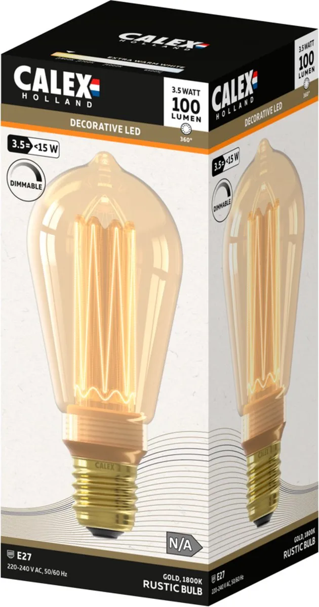 Calex Crown Series LED Lamp E27 - 3.5W - Goud - 1800K