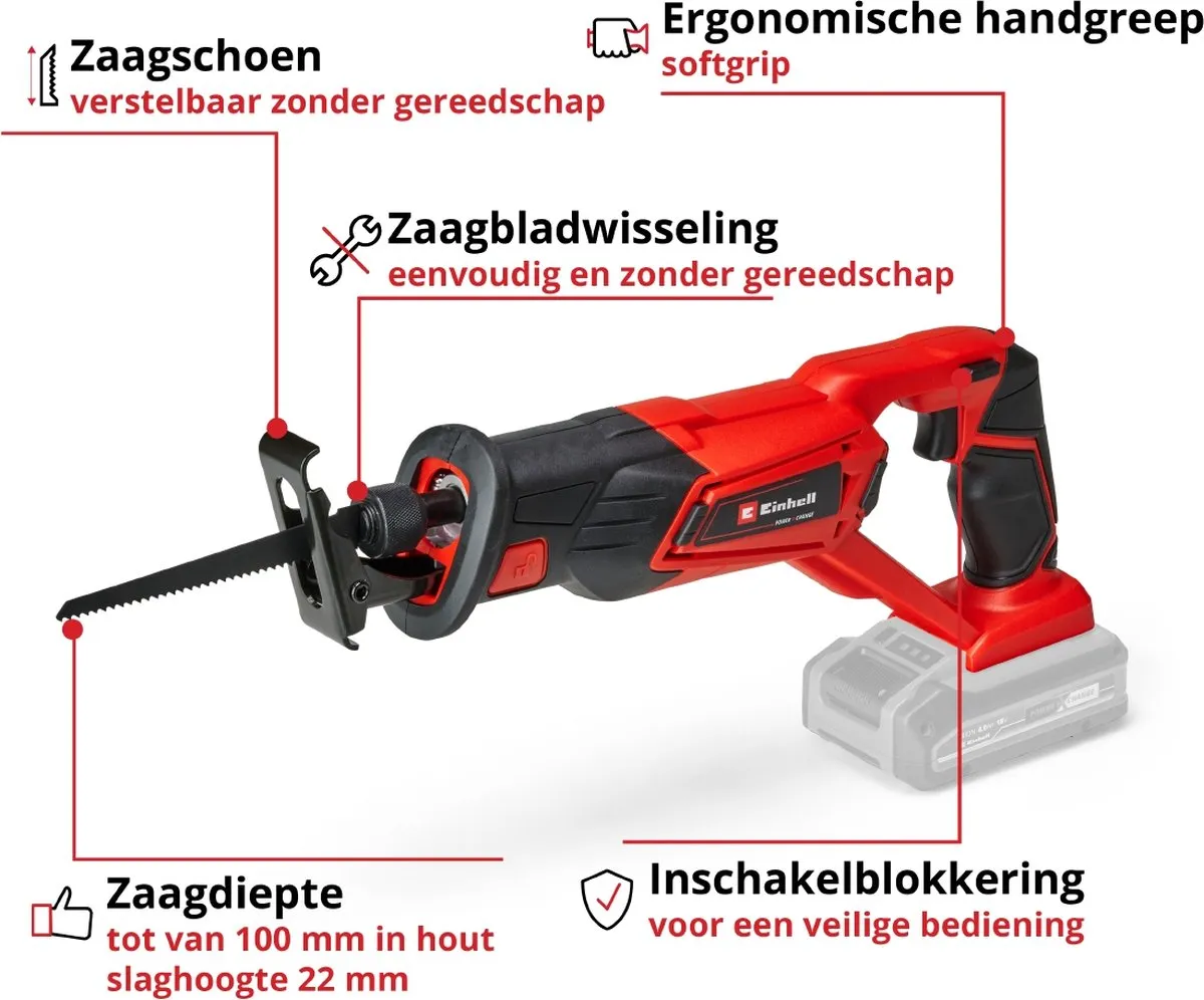 Einhell TE-AP 18/22 Li Solo Accu Reciprozaag - 18V - 2.600 t/min
