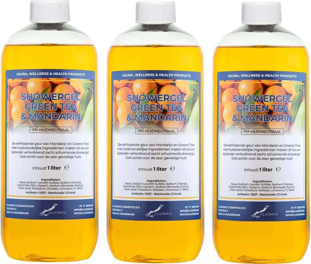 Splashbox Cosmetics Claudius Douchegel Green Tea & Mandarin 3x1L