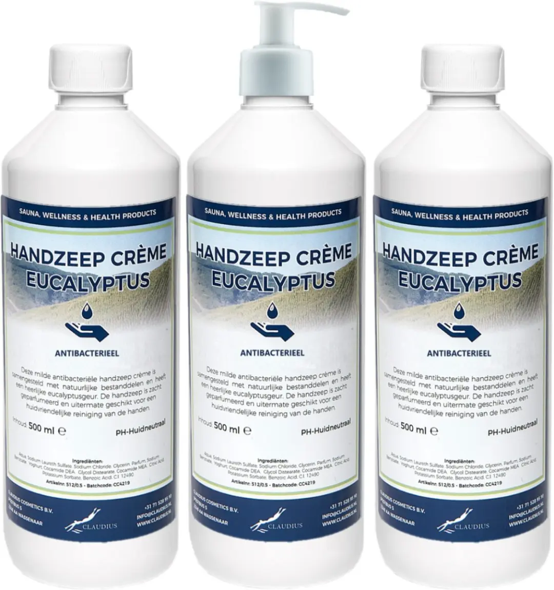 Splashbox Cosmetics Handzeep Crème Eucalyptus 500ml - 3 Stuks