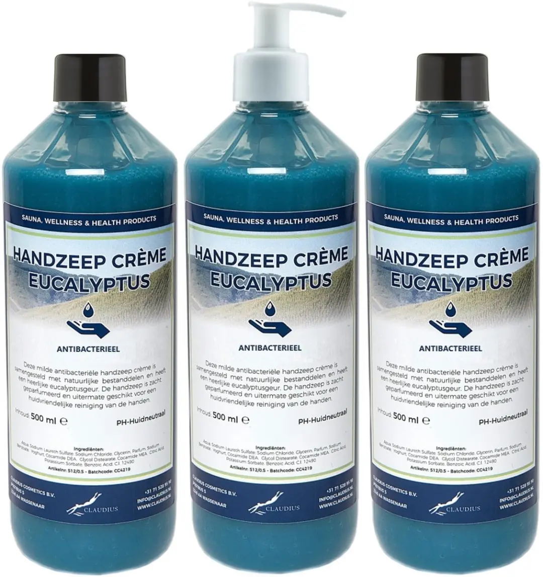 Splashbox Cosmetics Handzeep Crème Eucalyptus 500ml - 3 Stuks