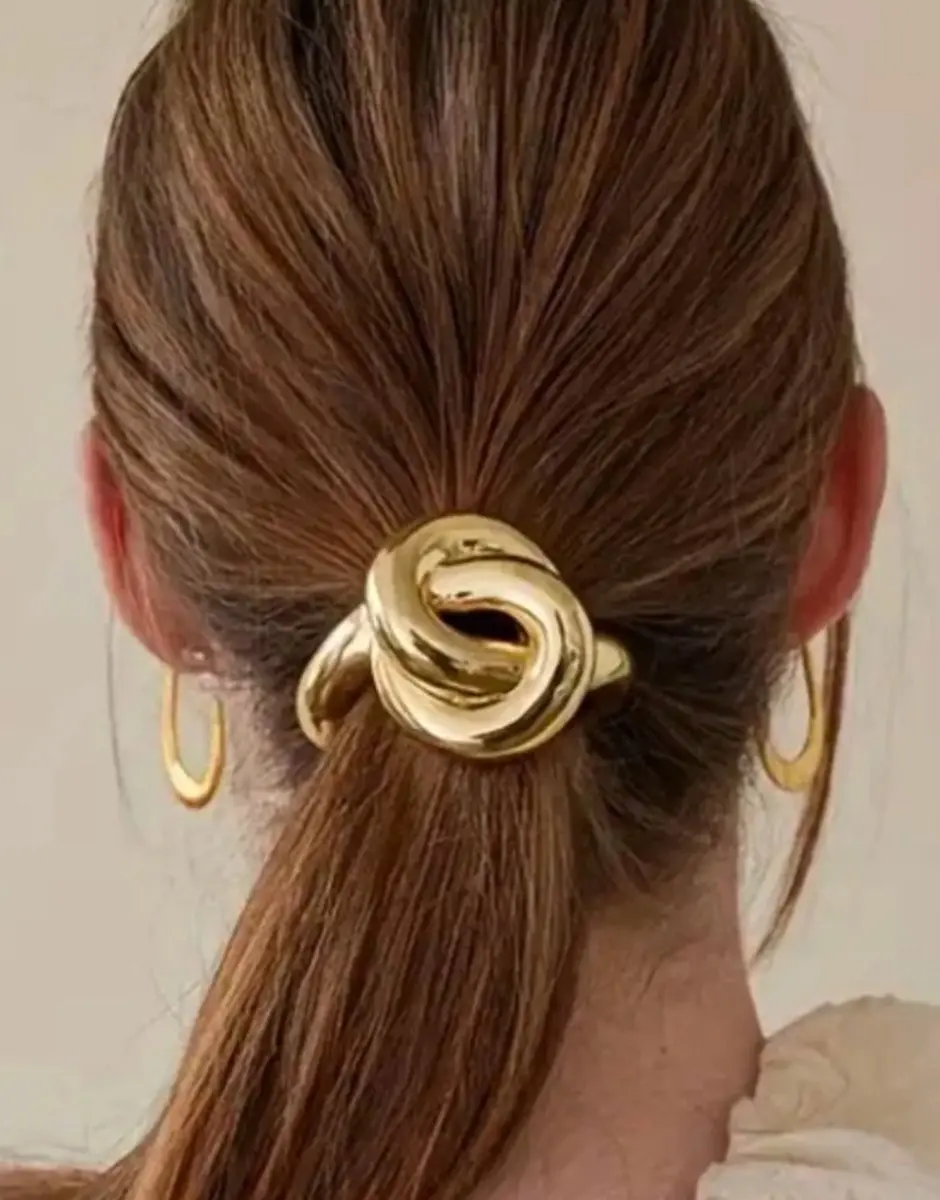 Haarsoires Cuff Haarelastiek 6cm - Zwart/Zilver