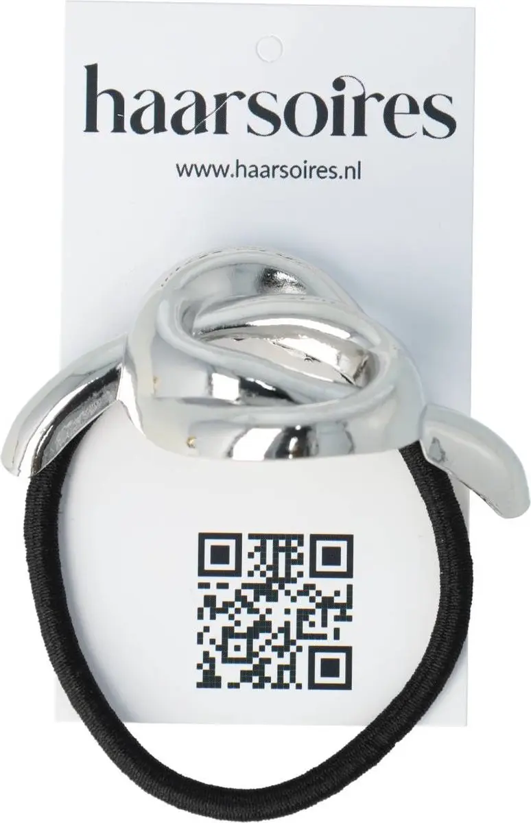 Haarsoires Cuff Haarelastiek 6cm - Zwart/Zilver