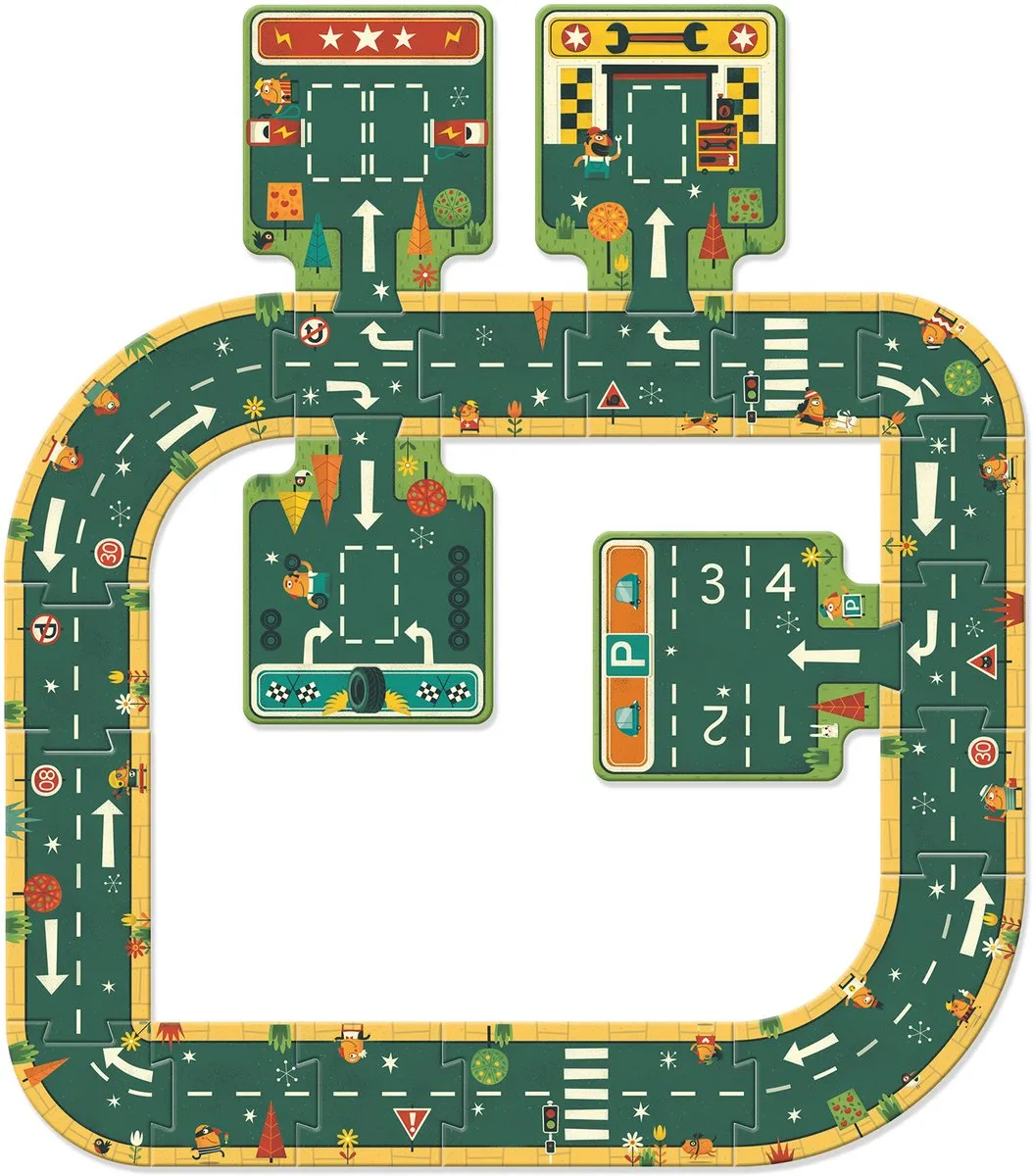 Djeco Autoweg Puzzel 21 Stuks - Multi - afbeelding 2 van 6