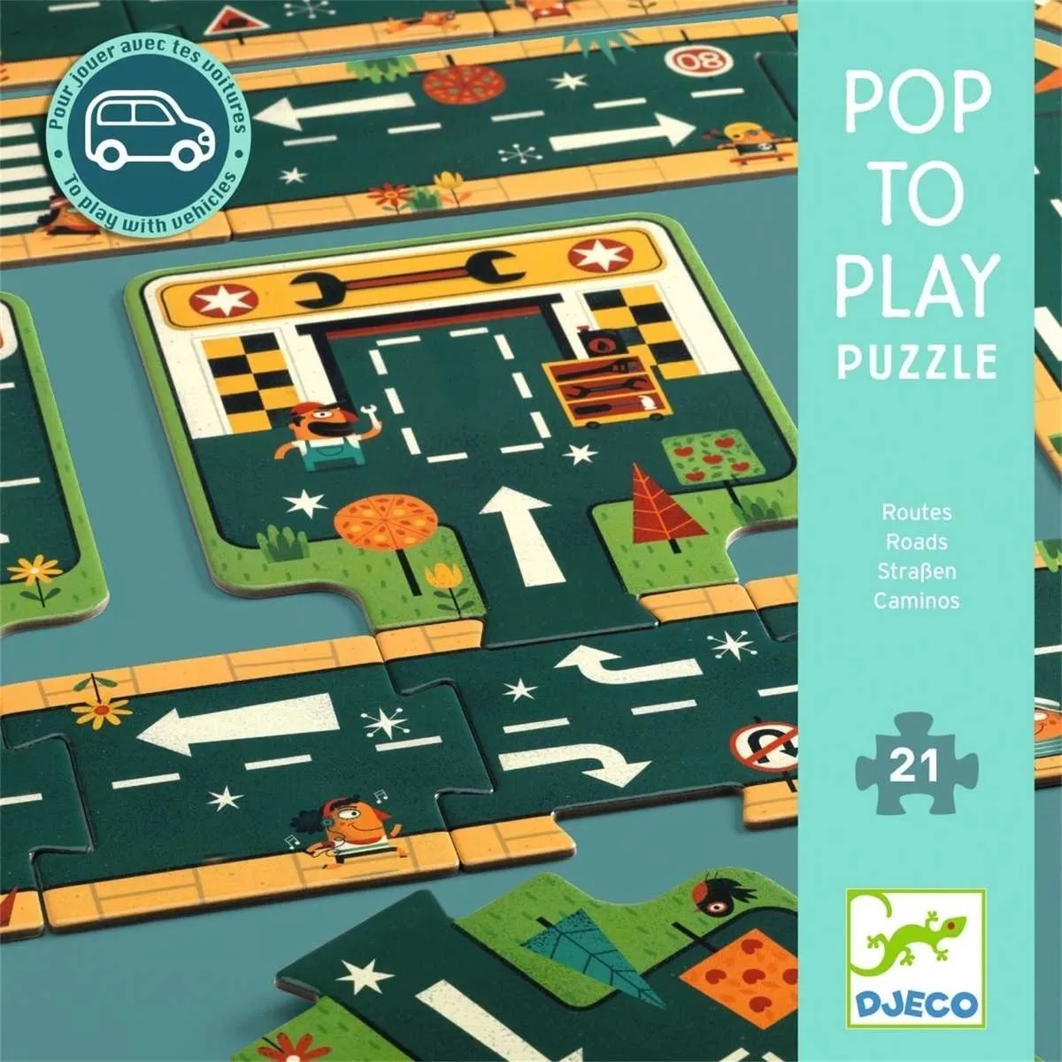 Djeco Autoweg Puzzel 21 Stuks - Multi - afbeelding 6 van 6