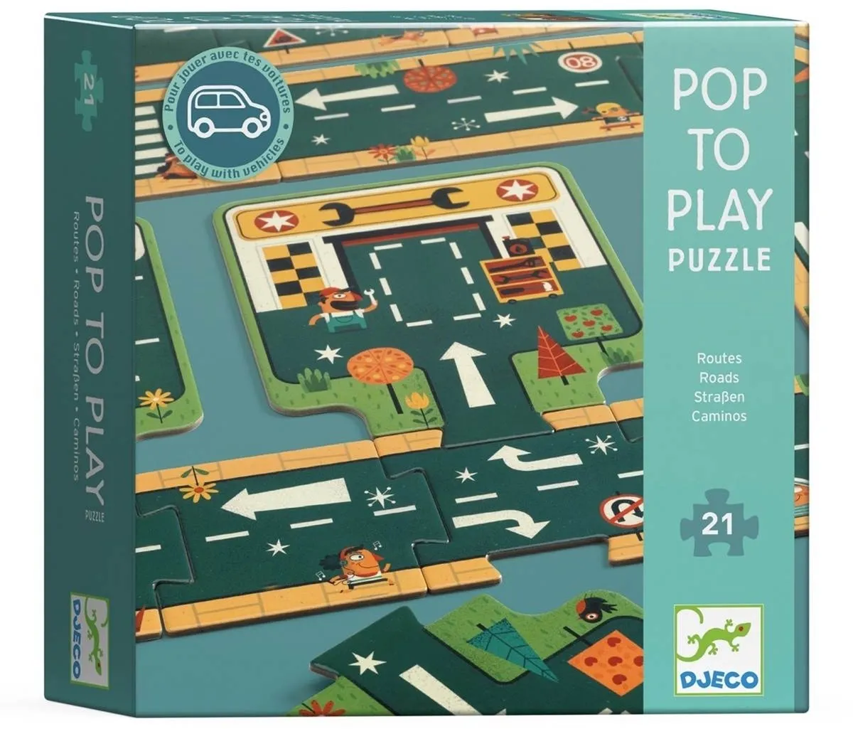 Djeco Autoweg Puzzel 21 Stuks - Multi - afbeelding 4 van 6