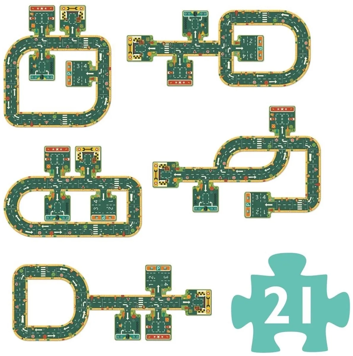 Djeco Autoweg Puzzel 21 Stuks - Multi - afbeelding 5 van 6