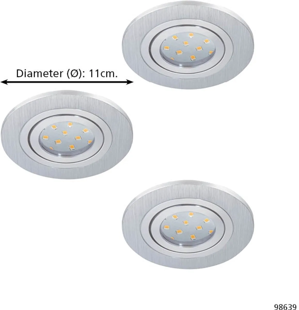 Eglo Areitio Inbouwlamp GU10 - 3x Grijs