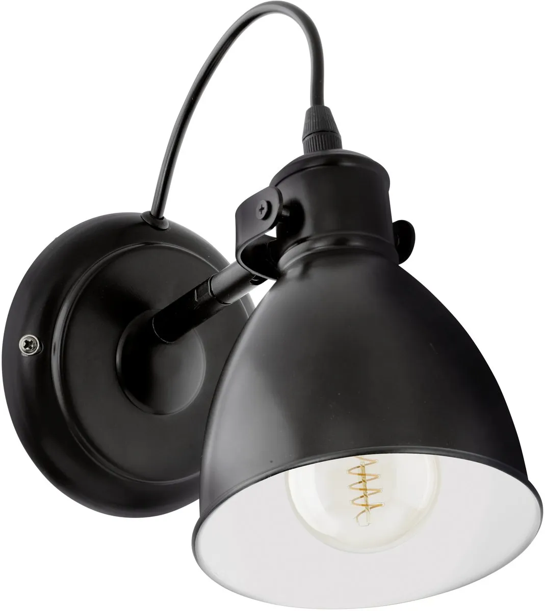 Eglo Priddy Wandlamp E27 - 21,5 cm - Zwart/Wit