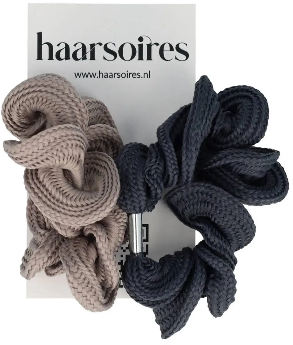 Haarsoires Haarelastieken Basic Grijs - Gedraaid - 2 Stuks