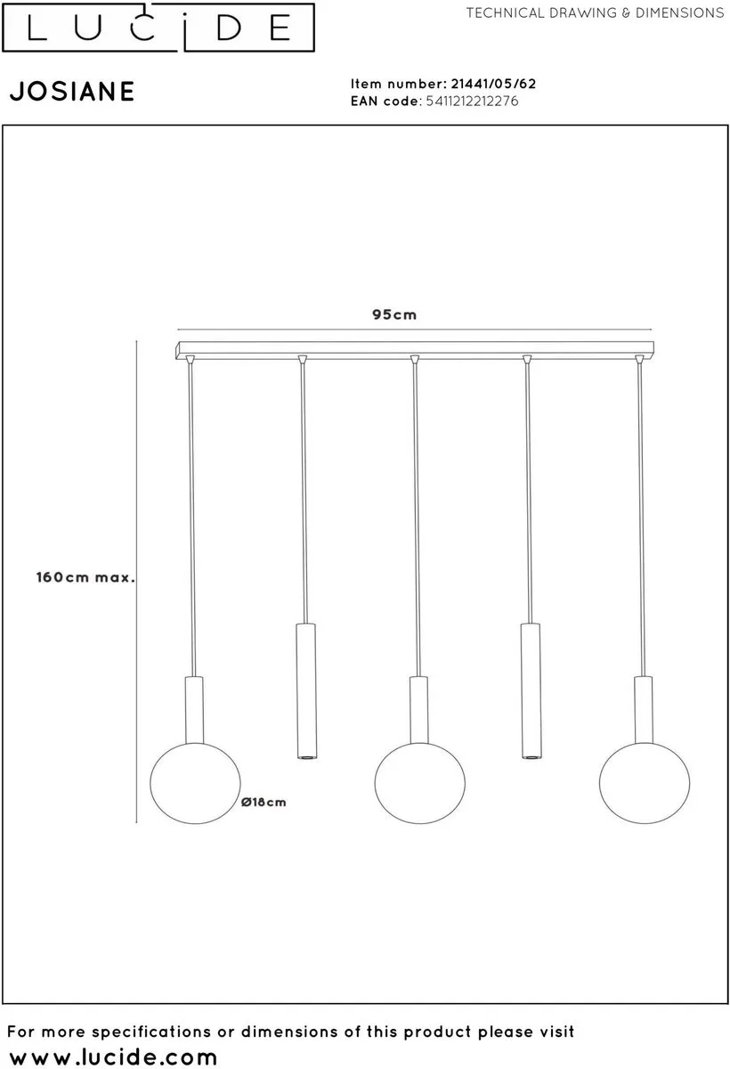 Lucide Josiane Hanglamp 3xG9 - Amber