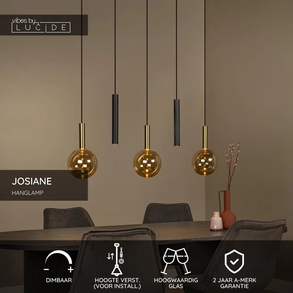 Lucide Josiane Hanglamp 3xG9 - Amber