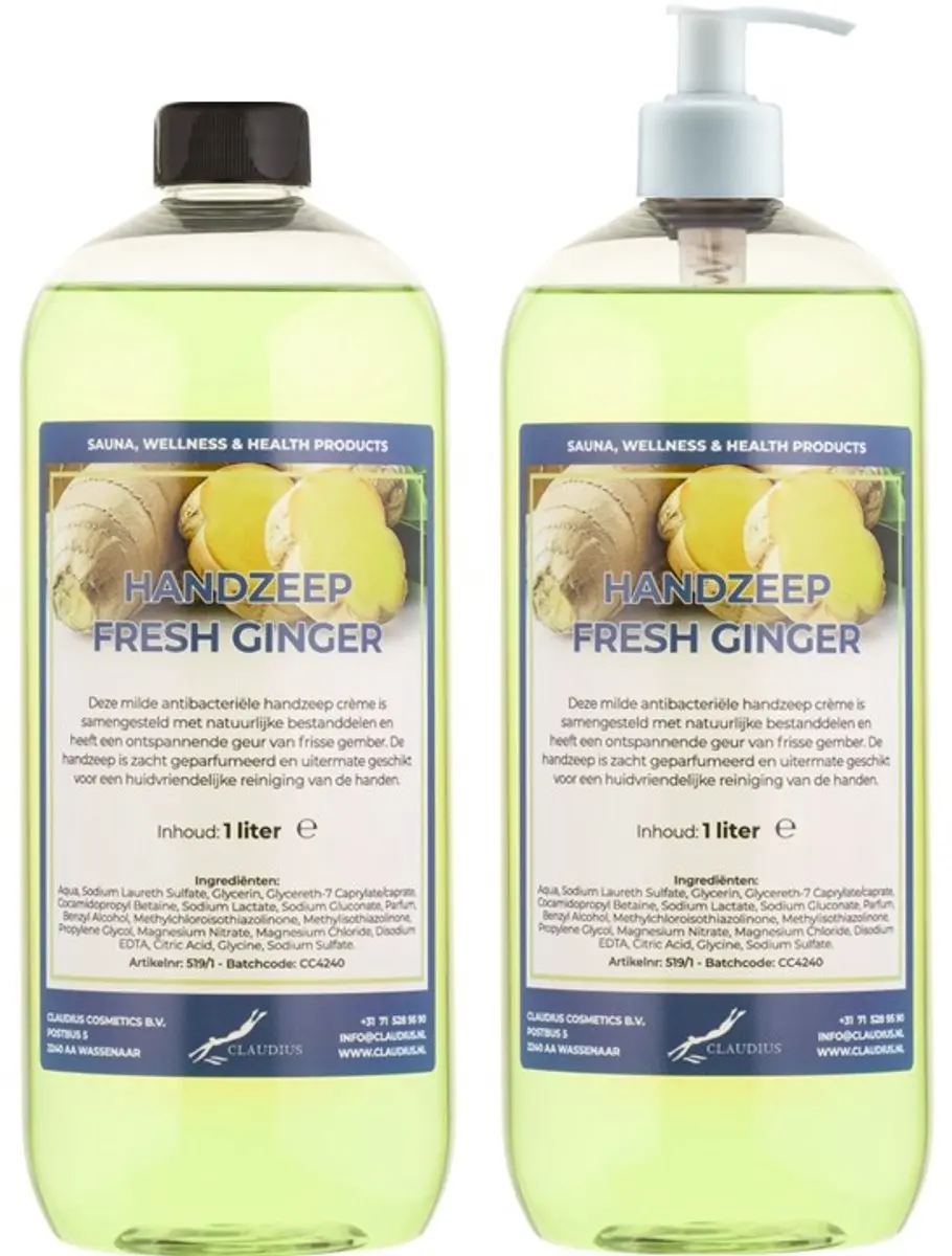 Splashbox Cosmetics Handzeep Fresh Ginger 1L - 2 Stuks