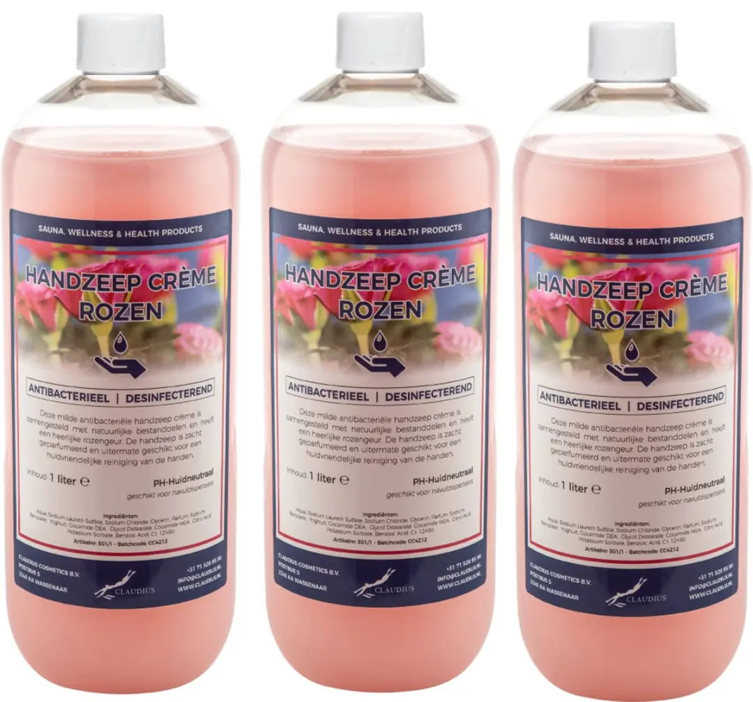 Splashbox Cosmetics Handzeep Crème Rozen 1L - Set van 3