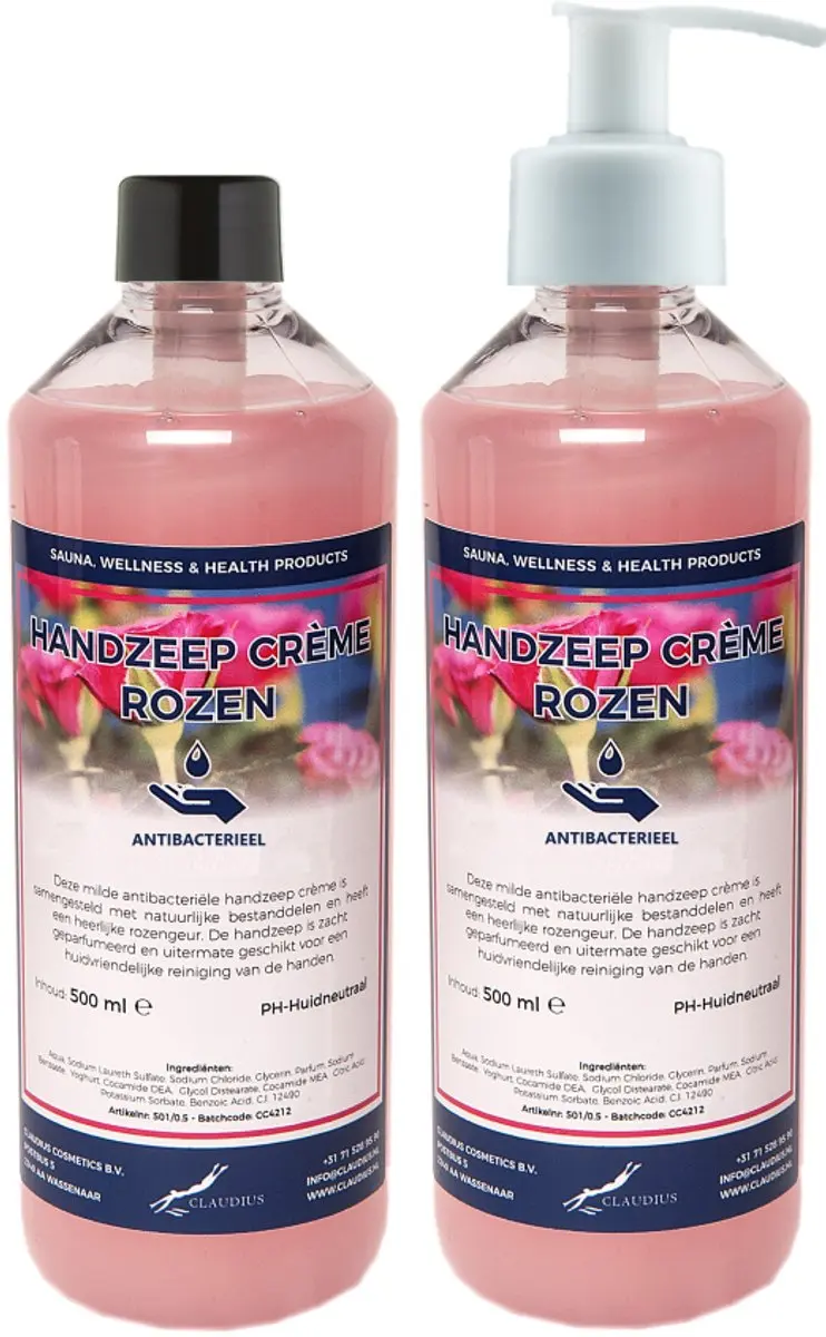 Splashbox Cosmetics Handzeep Crème Rozen 500ml - 2 Stuks