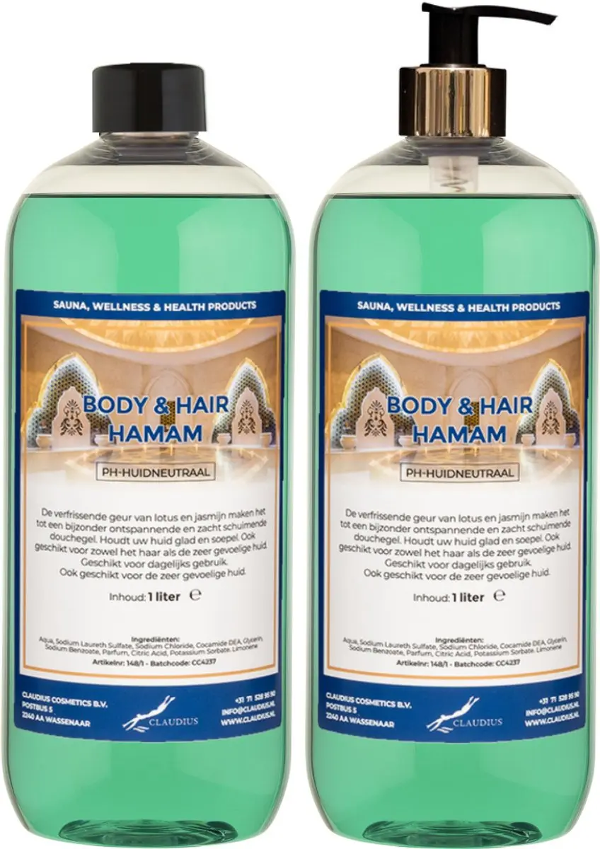 Splashbox Cosmetics Body & Hair Hamam 2 Liter - 2x1L met Gouden Pomp