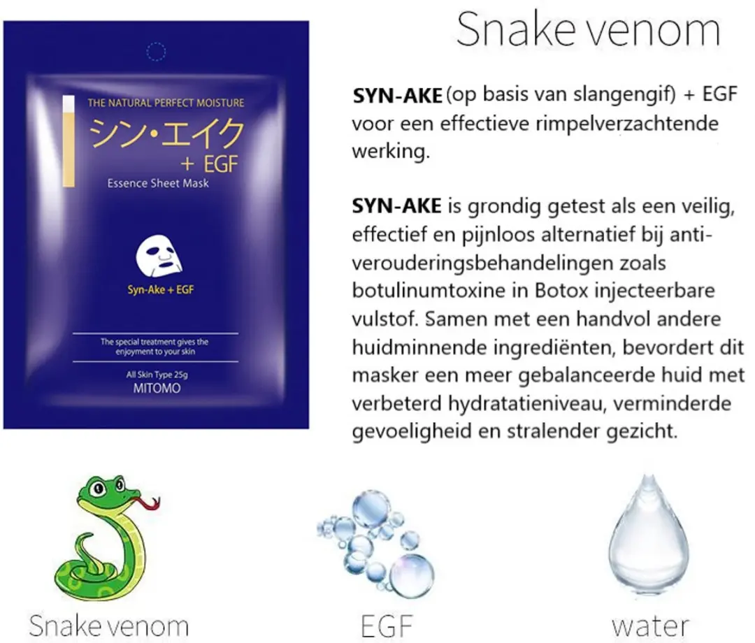Mitomo Syn-Ake + EGF Gezichtsmaskers 25g - Transparant