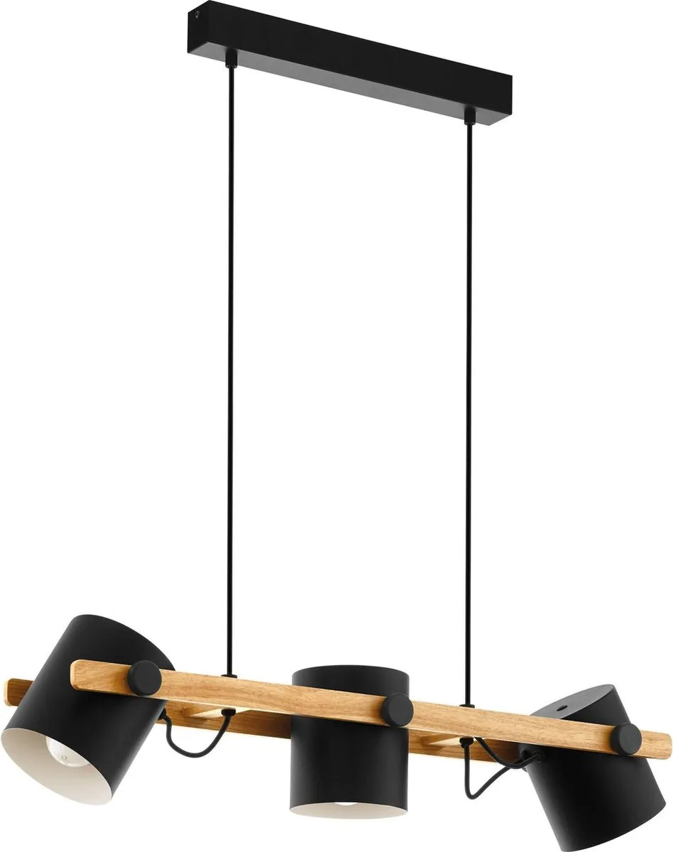Eglo Hornwood Hanglamp E27 78cm - 3 Lichtpunten - Zwart/Bruin