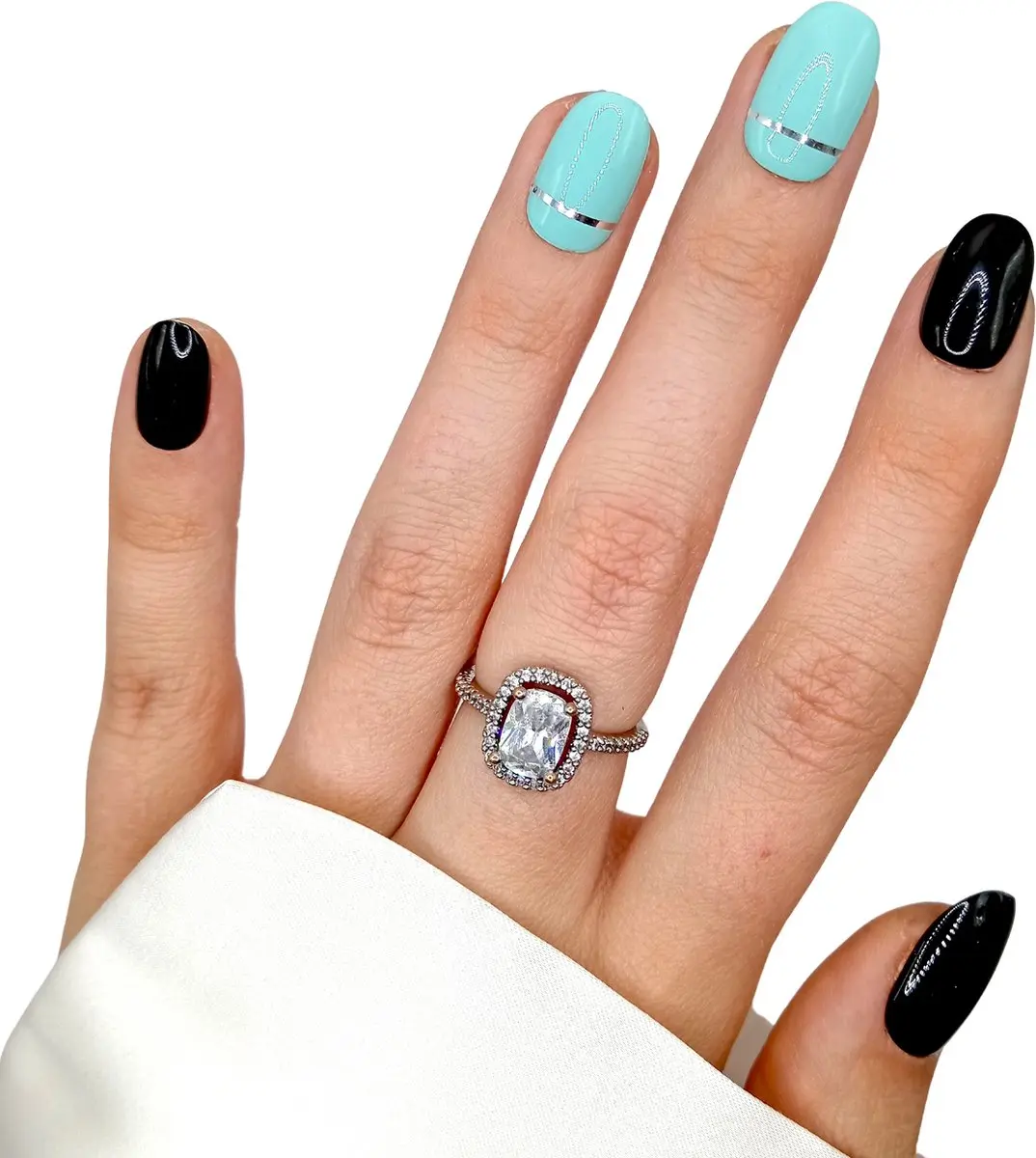 SD Press on Nails B-50 Plaknagels - 20 Stuks - Zwart/Blauw