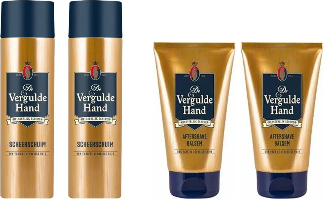 Vergulde Hand Aftershave Balsem & Scheerschuim Set - 600ml