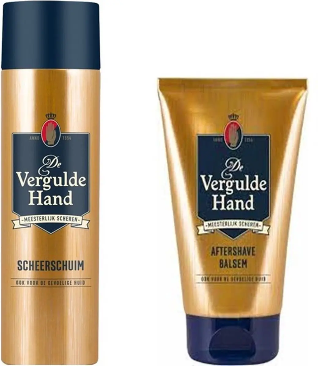 Vergulde Hand Aftershave Balsem & Scheerschuim Set - 600ml