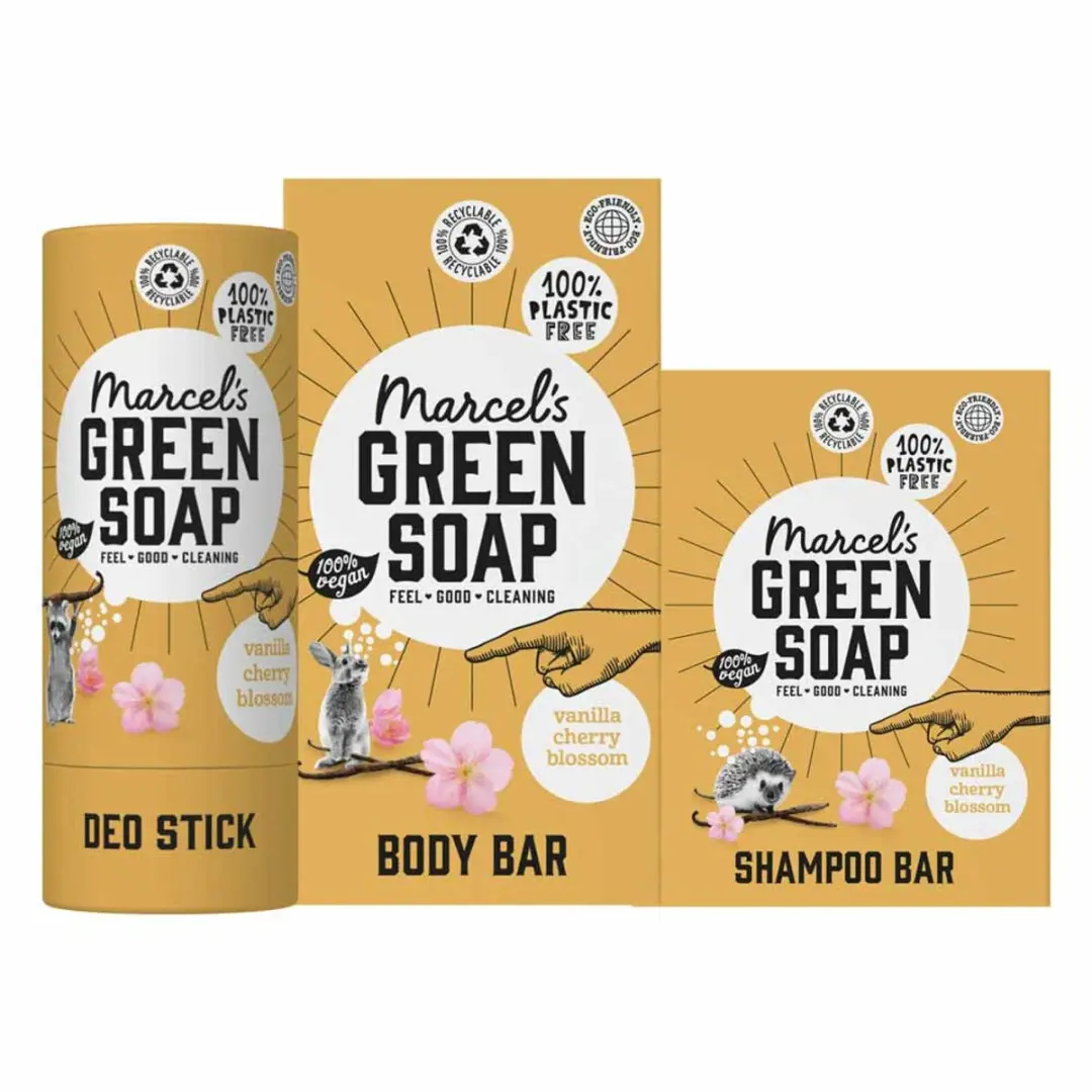 Marcel's Green Soap Plasticvrij Verzorgingspakket Vanilla & Cherry Blossom 270g