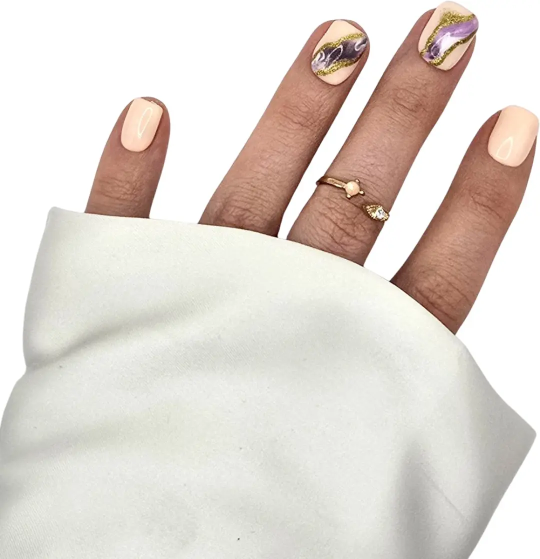 SD Press on Nails B-262 Plaknagels - 20 Stuks Nude Paars Marble
